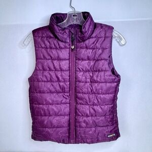 KERRITS Girls Puffer Equestrian Vest MED Purple Horse Print Riding Outdoor